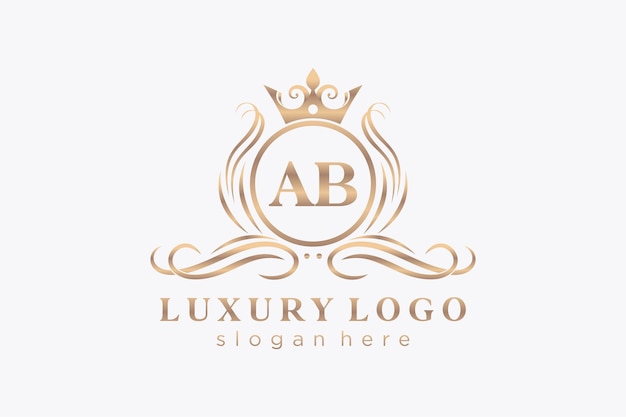 Plantilla inicial de logotipo AB Letter Royal Luxury en arte vectorial para Restaurant Royalty Boutique