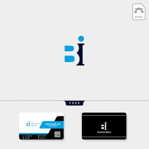 Plantilla inicial del logotipo de Bi, libera el diseño de tu tarjeta de presentación