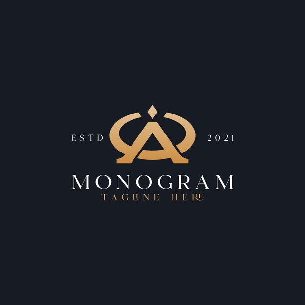 Plantilla inicial del logotipo del monograma AC CA AC. Logotipo de icono de letra basado en inicial