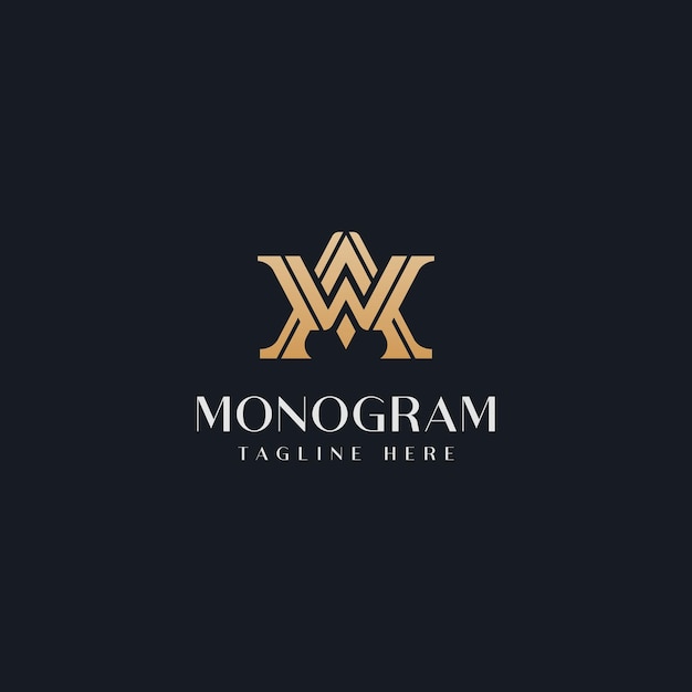 Plantilla inicial de logotipo de monograma aw wa wa. logotipo de icono de letra basado en inicial