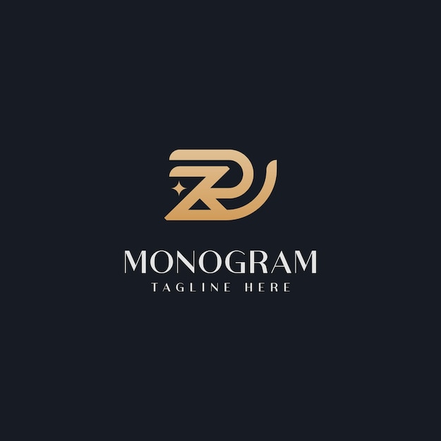 Plantilla inicial de logotipo de monograma zr rz rz. logotipo de icono de letra basado en inicial