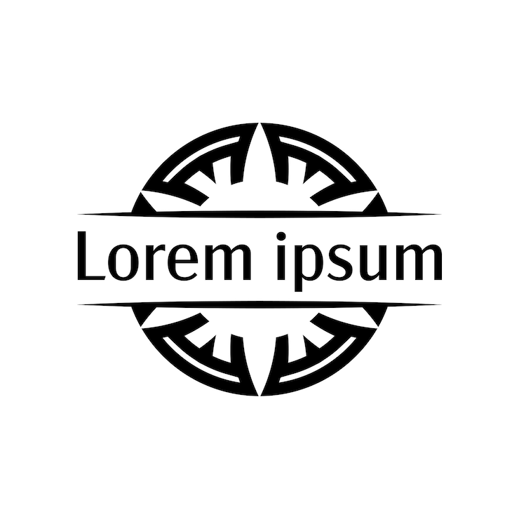 Vector plantilla de insignia de emblema ornamental en negrita con acentos de pétalos en capas