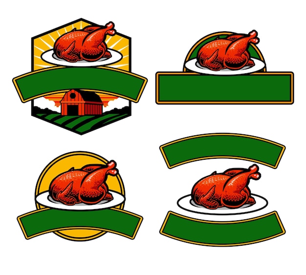 Vector plantilla de insignias de logotipo sabroso de pollo asado