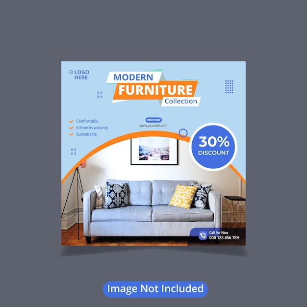 Vector plantilla de instagram de diseño de redes sociales de venta de muebles orgánicos