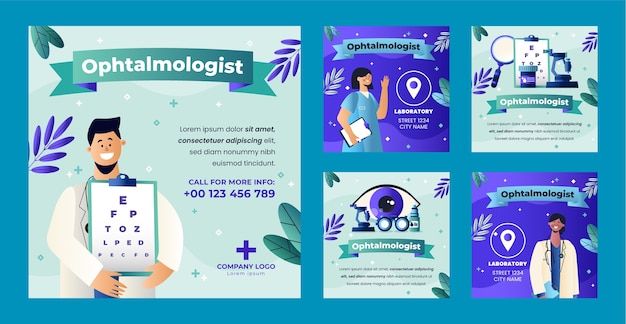Plantilla de instagram de oftalmólogo degradado