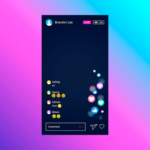 Vector plantilla de instagram de transmisión en vivo