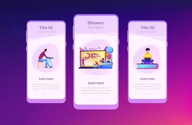 Vector plantilla de interfaz de la aplicación de aprendizaje a distancia.