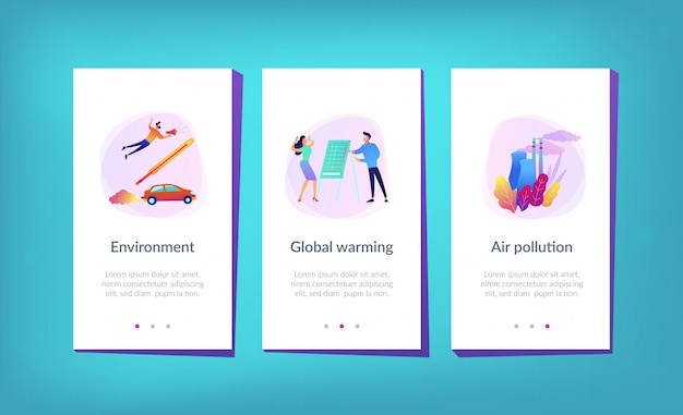 Plantilla de interfaz de la aplicación de calentamiento global.