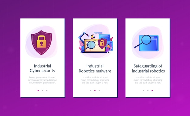 Plantilla de interfaz de la aplicación de ciberseguridad industrial.