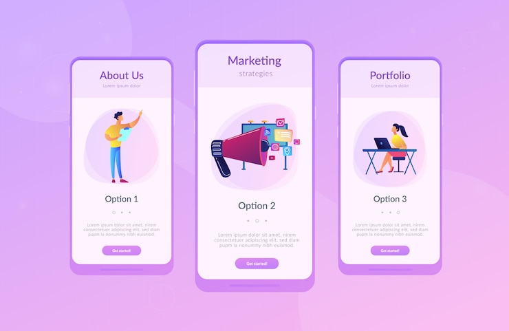 Vector plantilla de interfaz de la aplicación de marketing