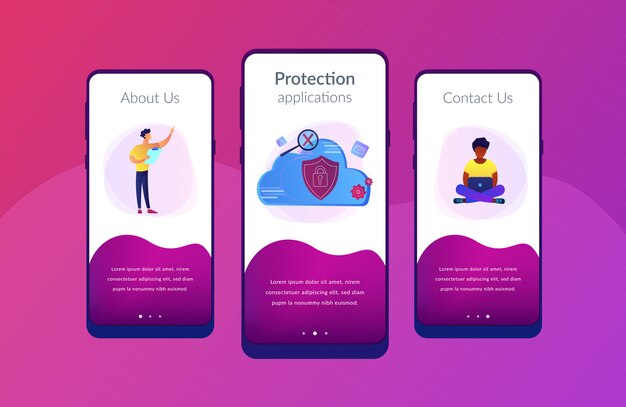 Plantilla de interfaz de la aplicación de seguridad informática en la nube.