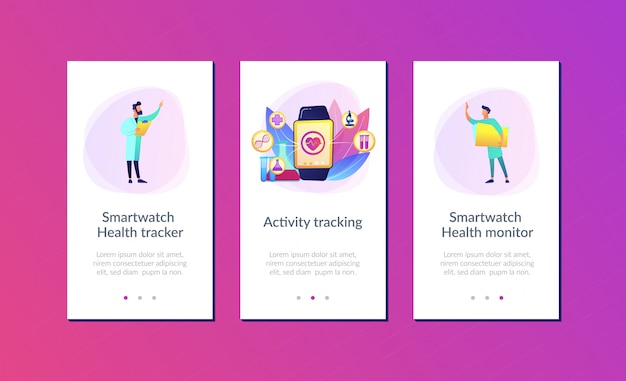 Vector plantilla de interfaz de la aplicación smartwatch health tracker.