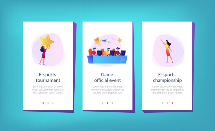 Vector plantilla de interfaz de aplicación de torneo de deporte electrónico.