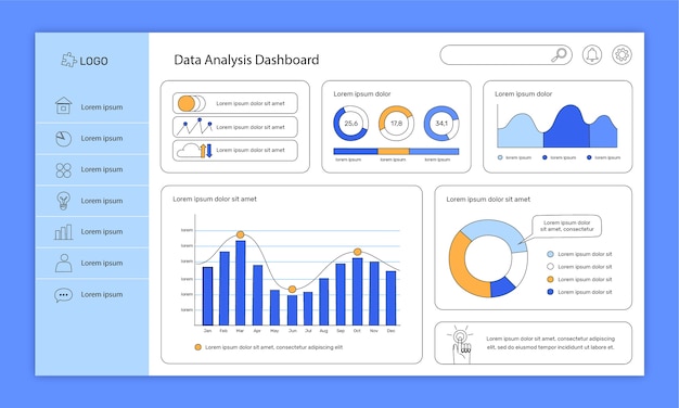 plantilla de interfaz de tablero de análisis de datos