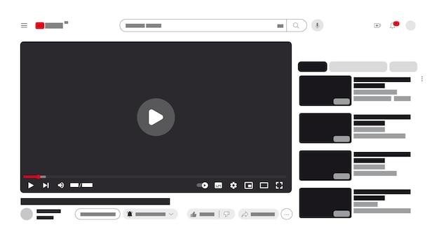 Vector plantilla de interfaz de usuario del canal de vídeo