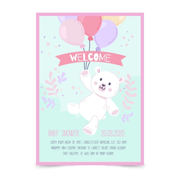 Vector plantilla de invitación de baby shower para niña