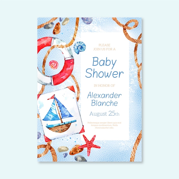 Vector plantilla de invitación de baby shower para niño