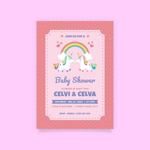 Plantilla de invitación de baby shower Vector Premium