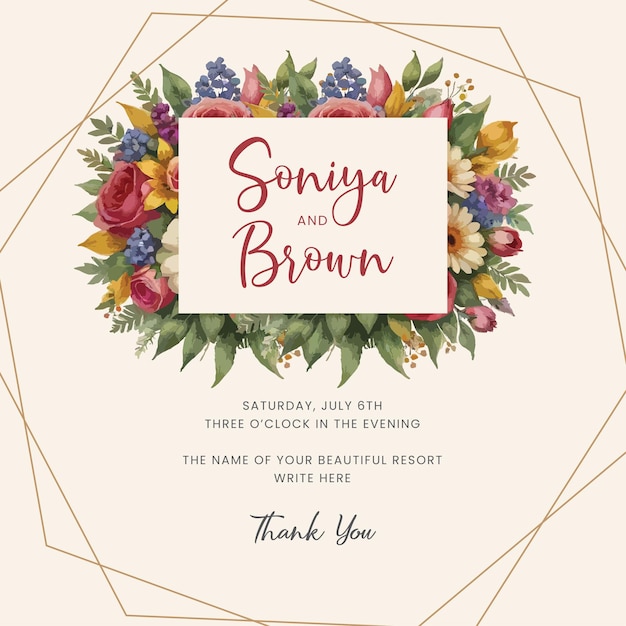 Plantilla de invitación de boda en acuarela para las redes sociales
