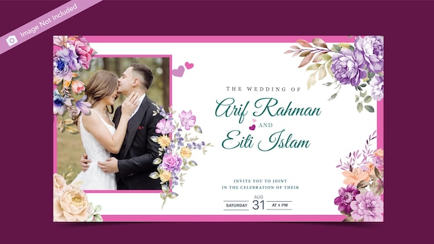 plantilla de invitación de boda de acuarela vectorial gratuita