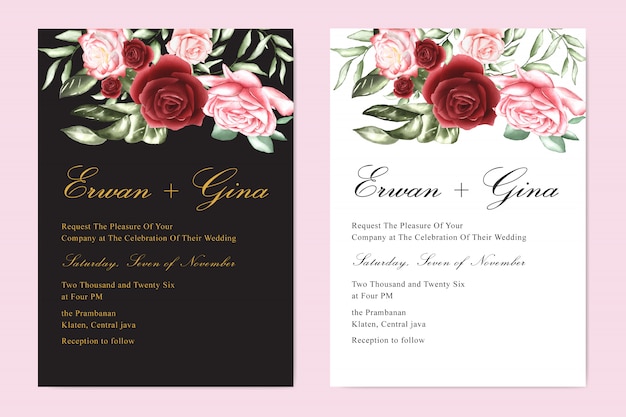 Plantilla de invitación de boda acuarela