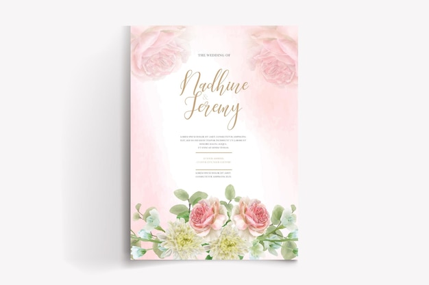 plantilla de invitación de boda de acuarela