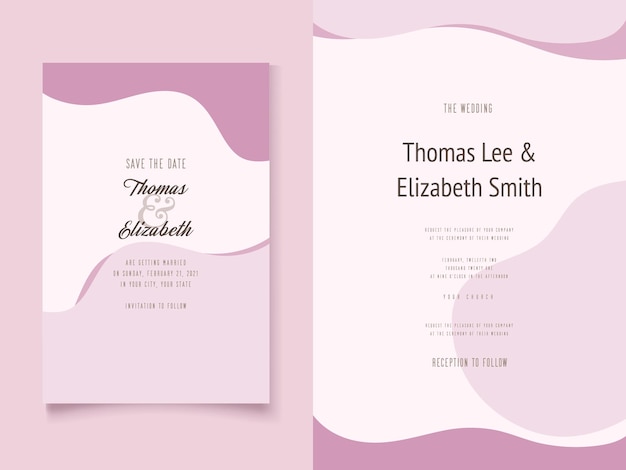 Vector plantilla de invitación de boda al estilo minimalista de memphis