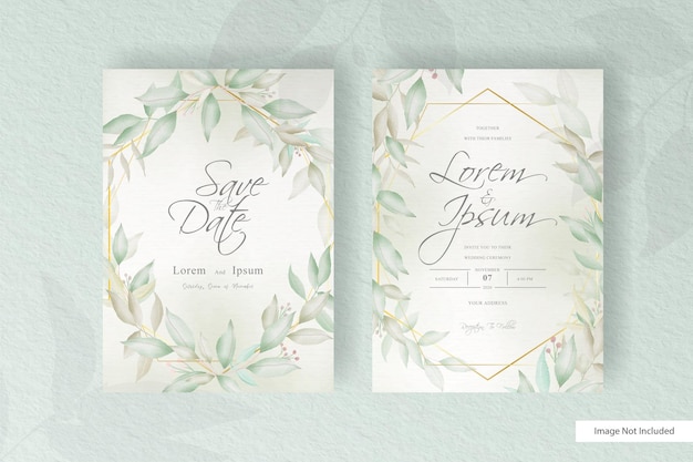 Plantilla de invitación de boda de arreglo floral verde