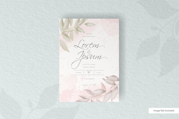 Plantilla de invitación de boda de arreglo floral verde