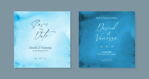 Plantilla de invitación de boda azul para publicaciones en redes sociales