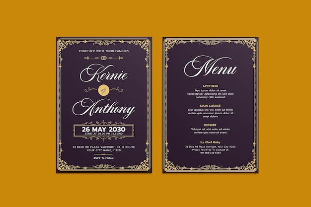 plantilla de invitación de boda de Bakwan
