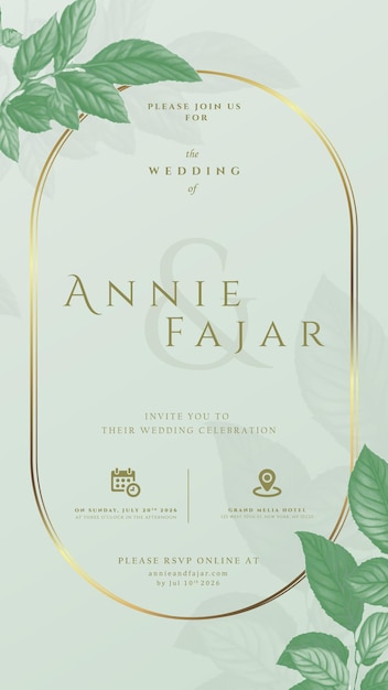 plantilla de invitación de boda de dos caras con vector premium de flores de acuarela
