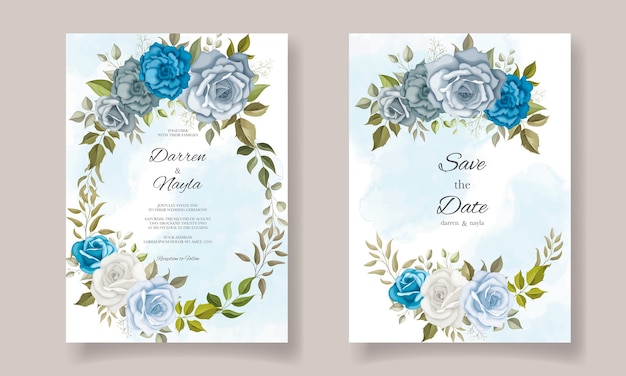 Plantilla de invitación de boda elegante con decoración floral