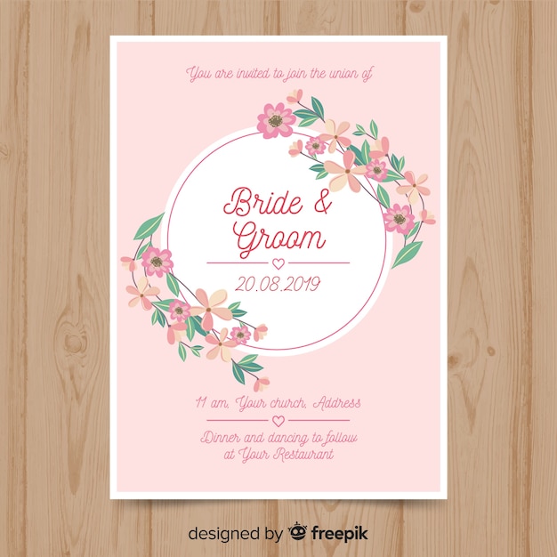 Vector plantilla de invitación de boda elegante de flores