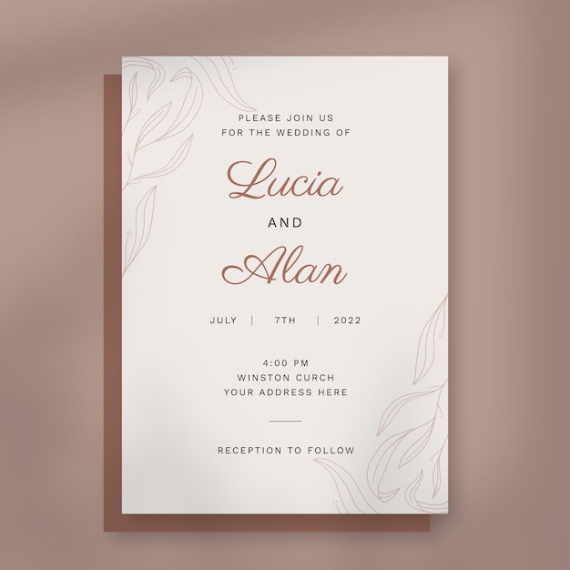 Plantilla de invitación de boda elegante