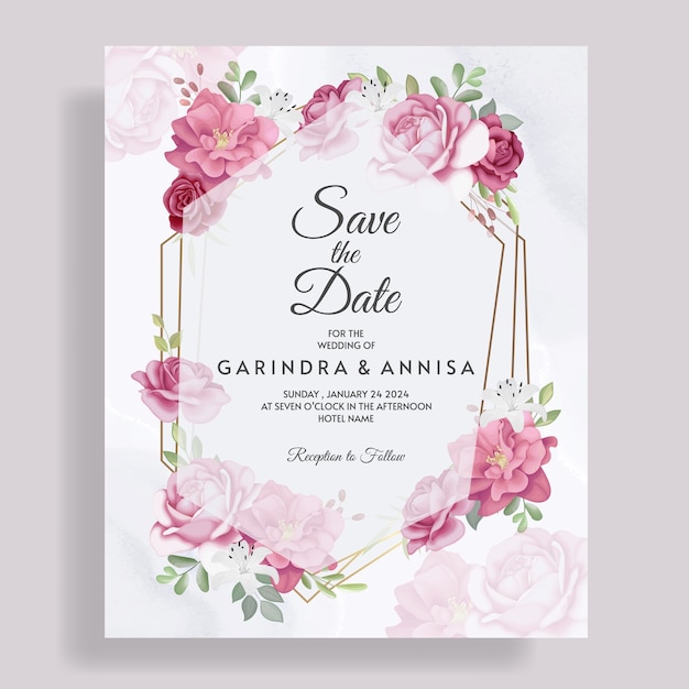 Plantilla de invitación de boda elegante