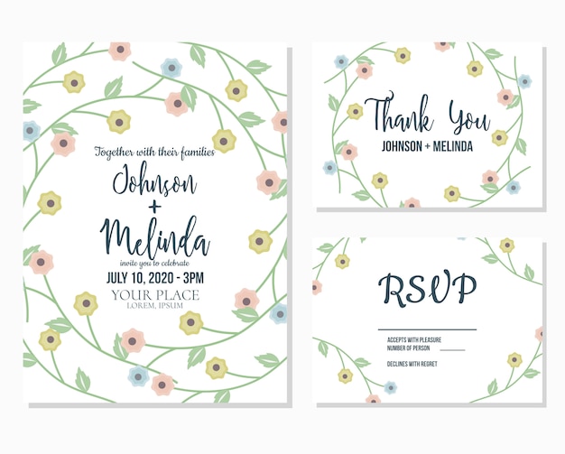 Plantilla de invitación de boda floral