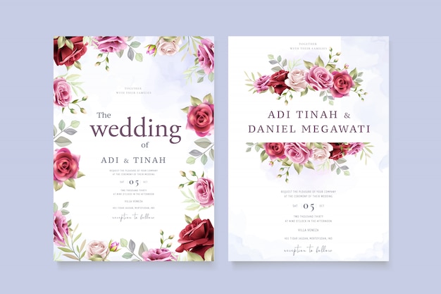 Plantilla de invitación de boda floral