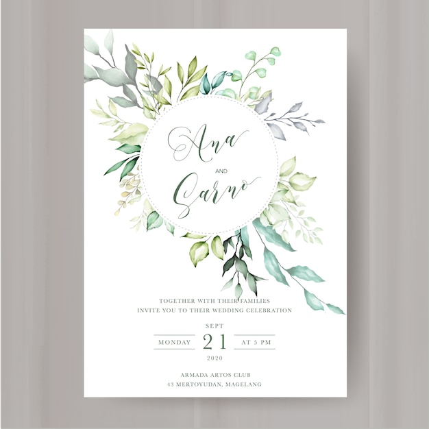 Plantilla de invitación de boda floral