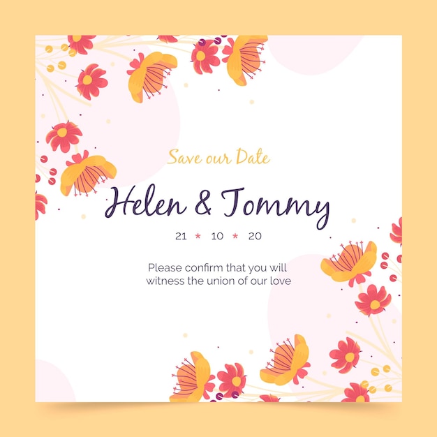 Vector plantilla de invitación de boda floral