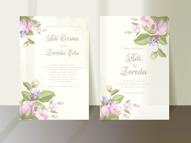 Plantilla de invitación de boda floral