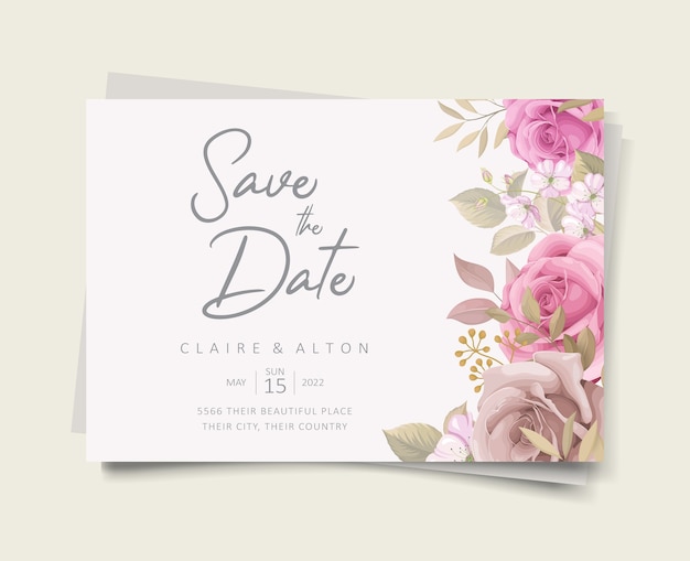 Vector plantilla de invitación de boda floral