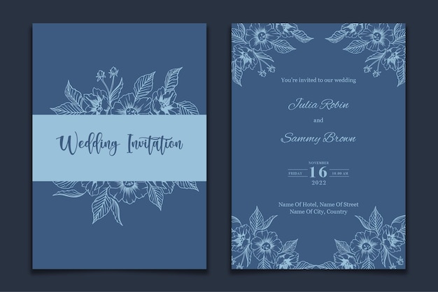 Plantilla de invitación de boda floral