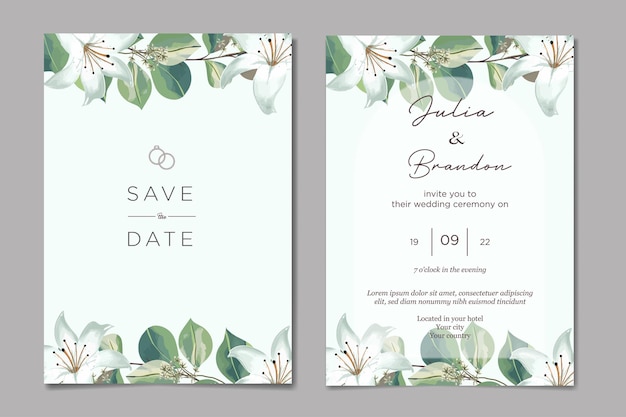 Plantilla de invitación de boda floral