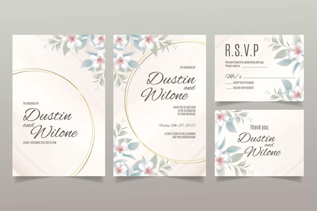 Vector plantilla de invitación de boda con flores