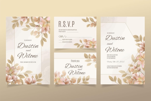 Plantilla de invitación de boda con flores