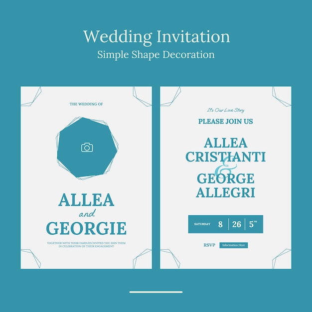 plantilla de invitación de boda con forma geométrica minimalista en un color hermoso