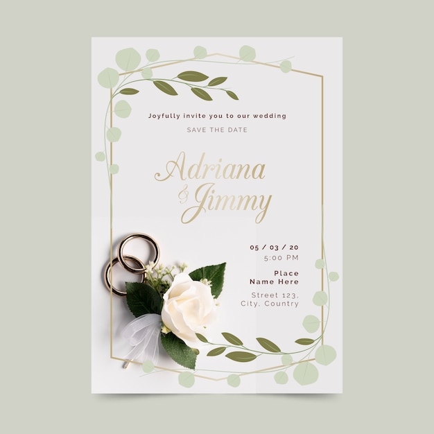 Plantilla de invitación de boda con foto