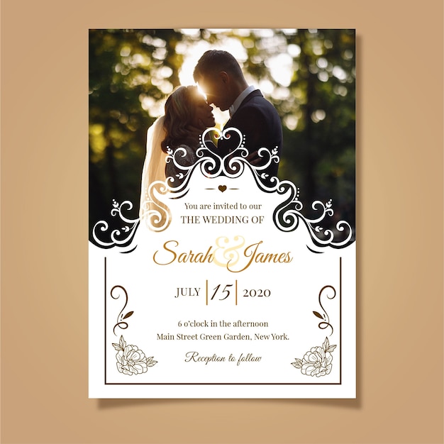 Plantilla de invitación de boda con foto