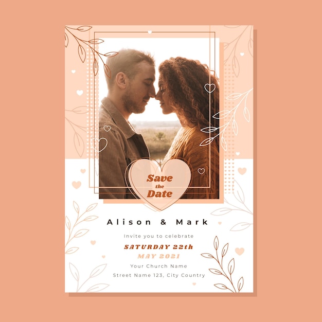 Plantilla de invitación de boda con foto